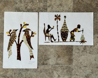 Vintage Butterfly Wing Art by Armas Fidel Bangui – Pair of Nature Collages