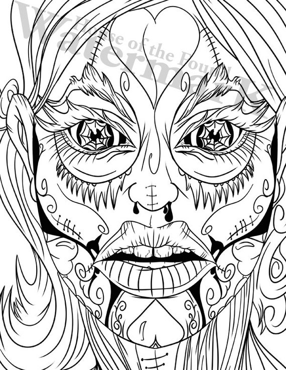 Pin Up Coloring Creepy Coloring Relax Color Page Sugar Etsy