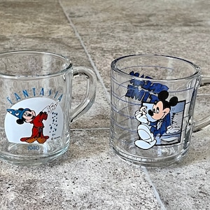 Vintage Mini Mickey Mouse Goofy Glasses, Official Walt Disney Cartoon Red  Green Water Juice Glass Retro Drinkware Kitching Dining Glassware 