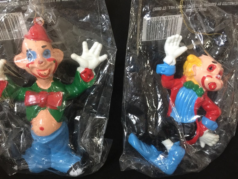 Clowns Clown Ornaments Vtg Christmas D\u00e9cor Creepy Ornaments Old Ornaments Plastic Ornament Clown Christmas Small Ornaments
