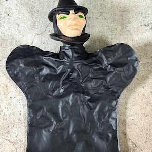 Vintage Rubber Witch Hand Puppet with Green Eyes – Halloween Decor or Toy