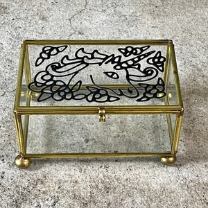 Vintage Clear Glass Unicorn Jewelry Box by Paint By Numbers, Vintage Unicorn Box, Unicorn Trinket Box, Unicorn Jewelry Box, Vintage Unicorn