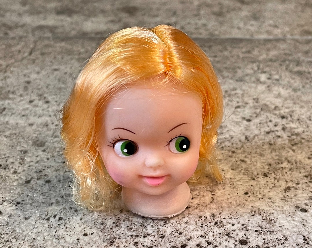 Vintage Doll Head With Blonde Hair and Green Eyes, Blonde Doll Head