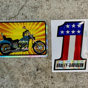 Two Vintage Harley Davidson Prism Stickers, Old Harley Sticker, Motorcycle Sticker, Harley Stickers, Vintage Harley Prism Stickers, Harley