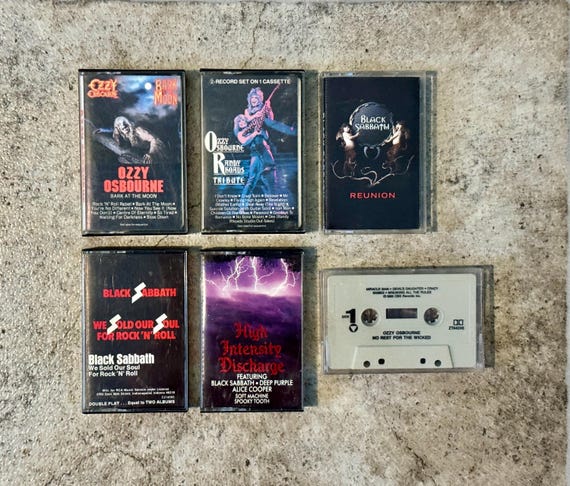 Vintage Ozzy Osbourne & Black Sabbath Cassette Tape Lot – 1980s–1990s Heavy Metal Collection