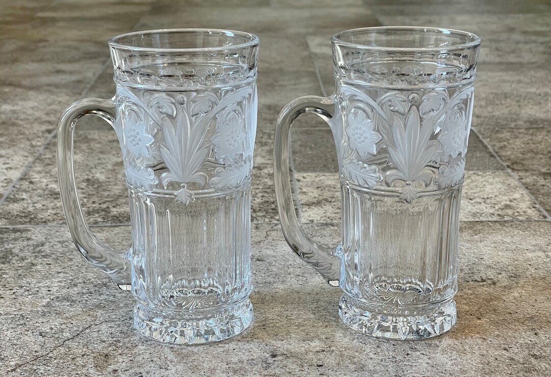 Two Vintage Mikasa Etched Floral Trellis Crystal Tall Beer Etsy