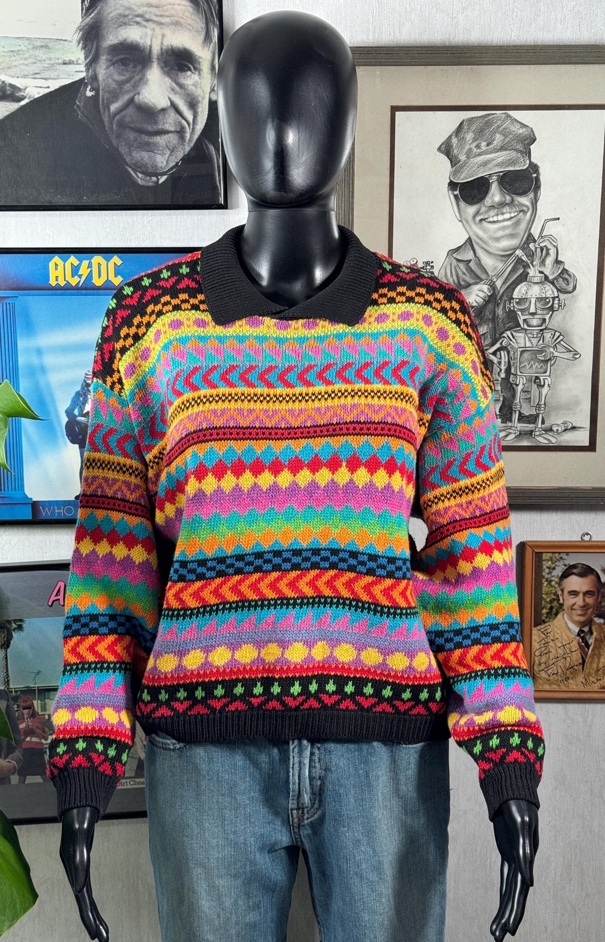 Vintage 90s Colorful Textured Sweater - Etsy