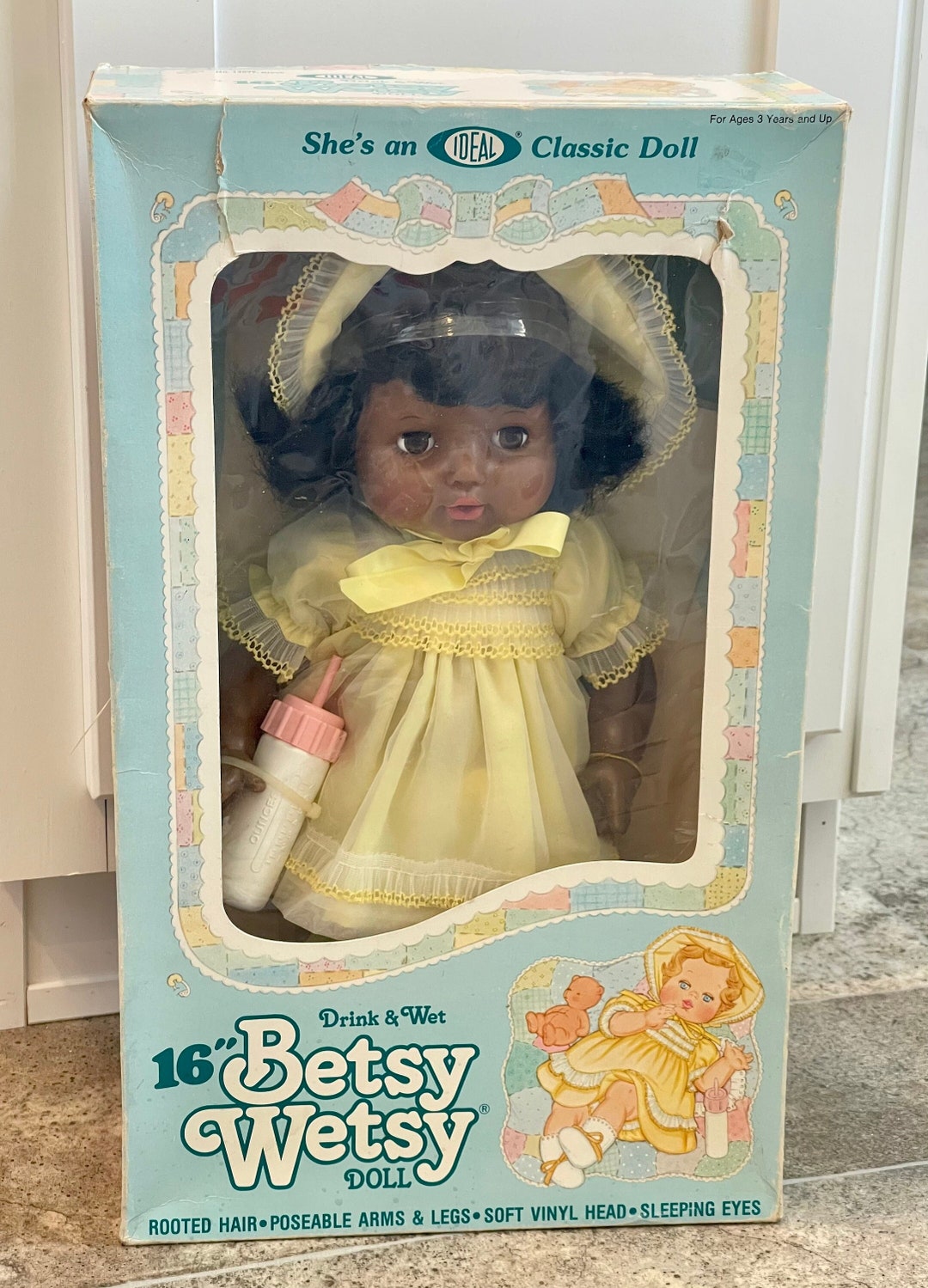 Betsy フィギュア Vintage 1983 Ideal Drink & Wet Black Betsy Wetsy Doll, Vintage