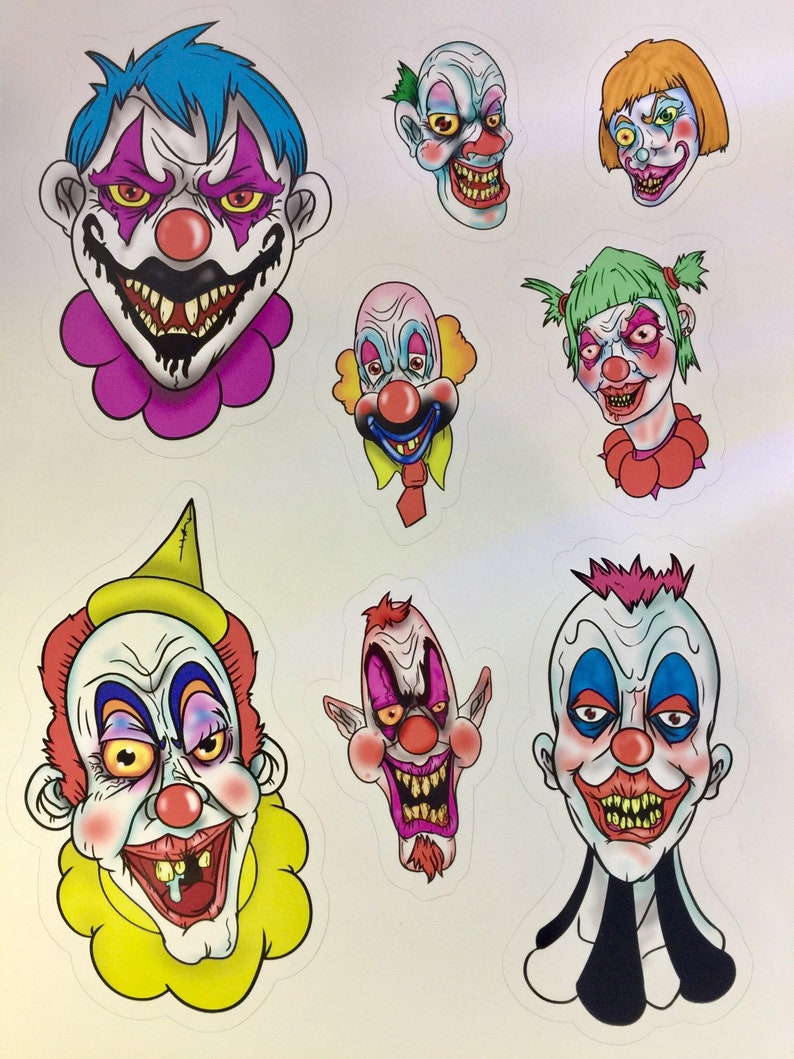 Killer Clown Evil Clowns Clown Stickers Creepy Stickers Etsy