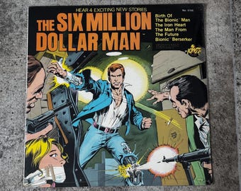 Vintage 1975 The Six Million Dollar Man Vinyl Record – Sealed Story Album