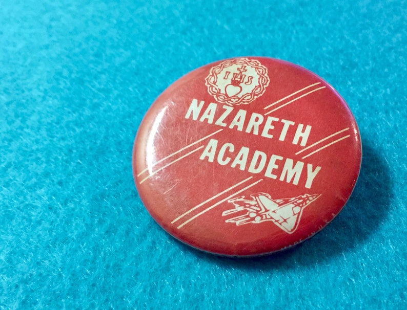 School Button Pin Vtg Button Pins 80/'s Button Badges School Pinback Academy Pinback 1980s Button Pins Vtg Pinback Buttons