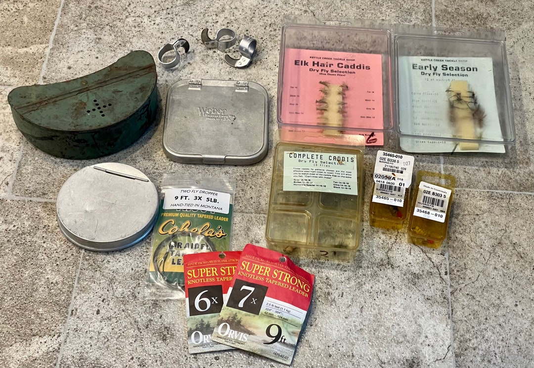 Vintage Stream Tech Bag Full of Vintage Fly Fishing Gear, Elk Hair Caddis  Dry Fly Selection, Caddis Dry Fly Selection, Weber Stevens Point -   Canada