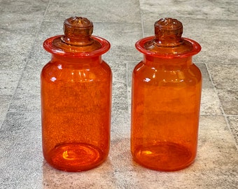 Vintage Takahashi Orange Blown Glass Apothecary Canisters – Set of 2