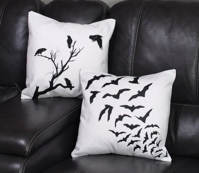 Set Of 2 Halloween Throw Pillows Screen Printed Etsy