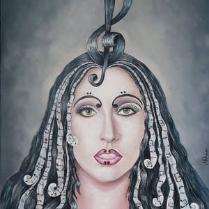 LADY GAGA *** Wall Drawing Painting on CANVAS Modern Art 80CM x 120C By Manos Nanouris