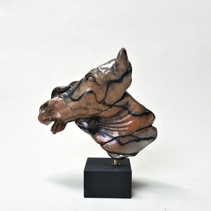 Raku Horse Statue Bucephalus Handmade Figurine Sculpture Stoneware Ceramic