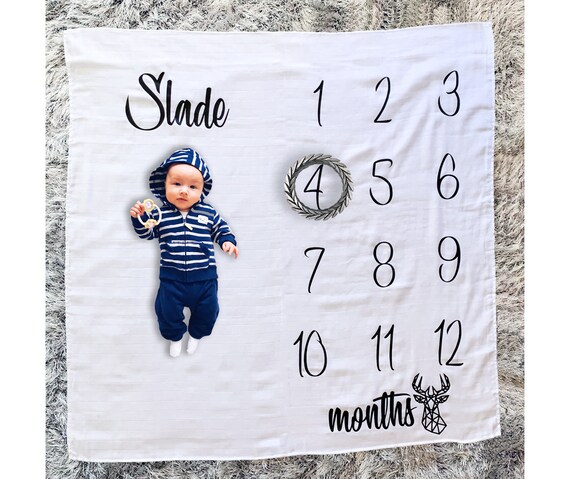 baby month blanket personalized