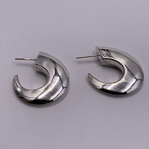 Sterling silver moon shaped post earrings. - image 1