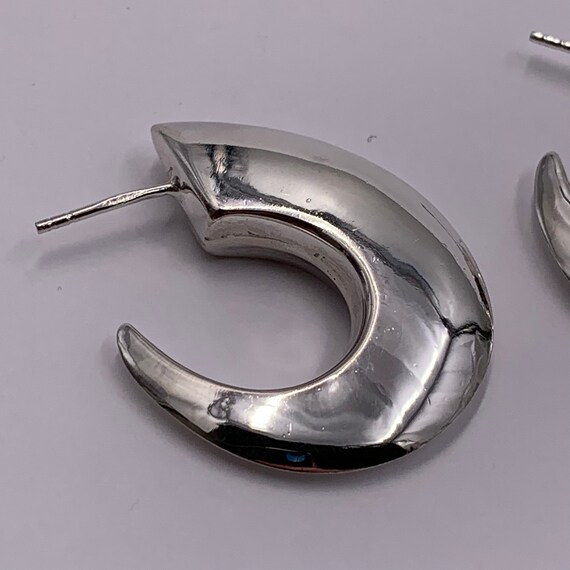 Sterling silver moon shaped post earrings. - image 7