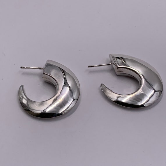 Sterling silver moon shaped post earrings. - image 2