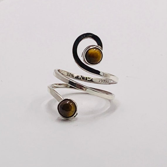 Vintage Sterling silver ring with Tiger Eye. - image 2