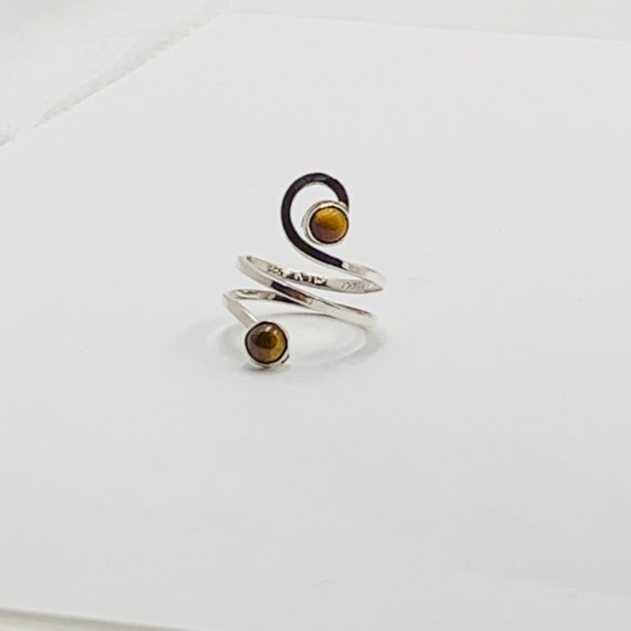 Vintage Sterling silver ring with Tiger Eye. - image 1