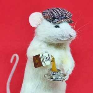 WHISKEY Taxidermy Mouse Whisky, gift, birthday present, teacup, burns night, oddities, curio, curiosities, goth, gothic image 1