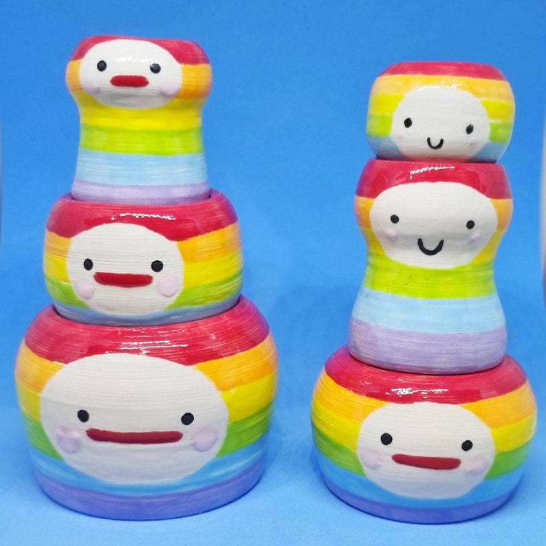 Rainbow pot people miniature planters, cute ceramics image 2