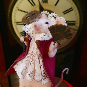 Masquerade Taxidermy mouse venetian mask, fan, Venice, oddities, curio, curiosities, Labyrinth, gothic, goth image 6