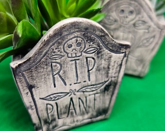 RIP plant pot  ~  House plants, gravestone, gothic, goth, Dracula, Vampire, halloween spooky horror