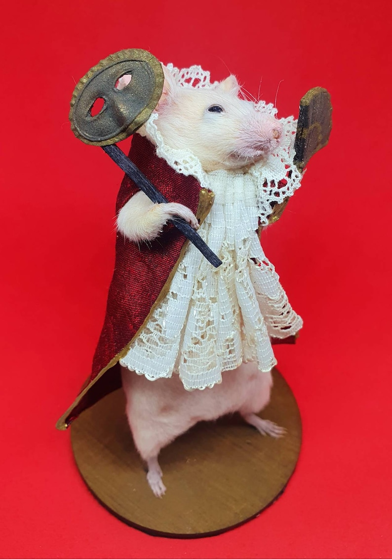 Masquerade Taxidermy mouse venetian mask, fan, Venice, oddities, curio, curiosities, Labyrinth, gothic, goth image 5