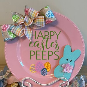 Custom Easter Bunny Wall Decorative Plate, Easel Plate, Easter Bunny Carrot Plate