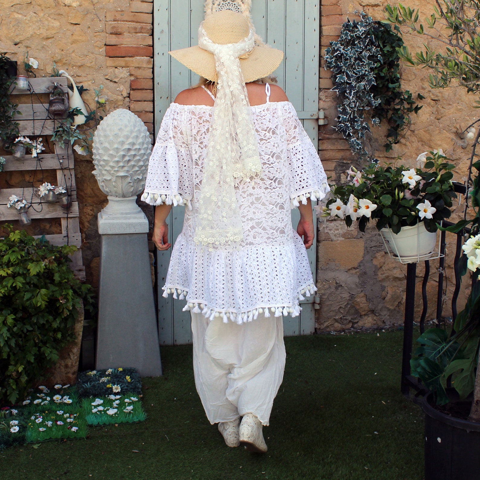 ROBE TUNIQUE DENTELLE coklico embroidery beaded yarn 44 46 ...