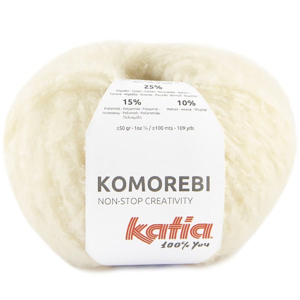 LAINE KATIA KOMOREBI ecru couleur 70 - 73 - 84 - 71 - 80 -  79 vendu par lot de pelotes laine coton et polyamide