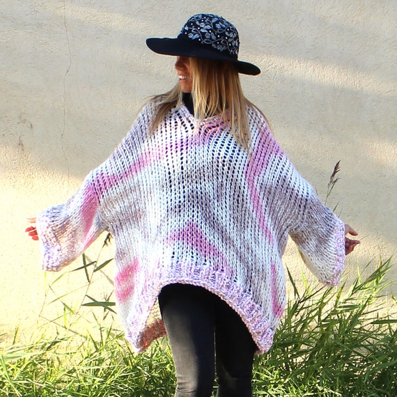 COKLICO PULL OVERSIZE Big Size Crochet Tie Dye Bleu White Orange