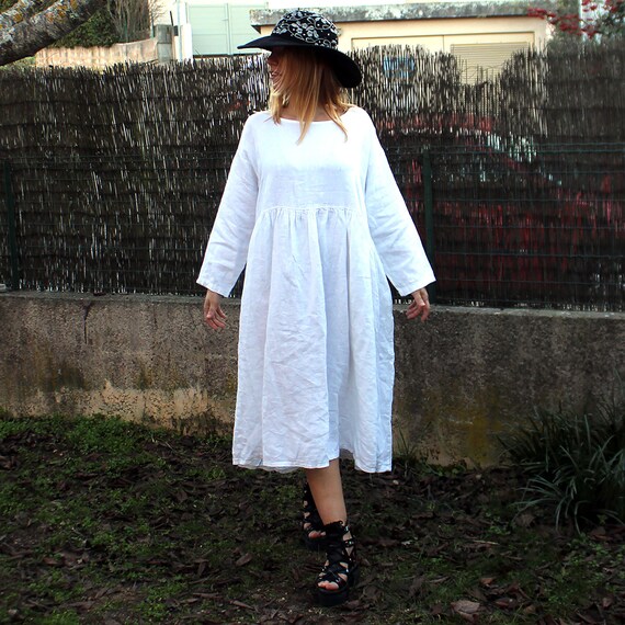 SABINI ROBE LIN grande taille oversize coklico robe blanche boh me