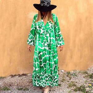 ROBE MAXI BOHEME hippie coklico modèle Klimt vert rouge blanc 44 46 48 image 7
