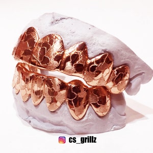 925 Sterling Silver Rose Gold Plated w/ Nugget Cut Custom Fit Handmade Real Grill Grillz image 4