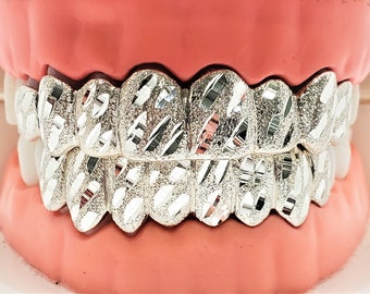 925 Sterling Silver NEW w/ Nugget Cut Custom Fit Handmade Real Grill Grillz