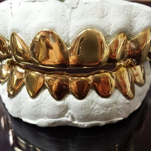 925 Sterling Silver w/ 18K Yellow Gold Plated Custom Real Handmade Grillz image 2