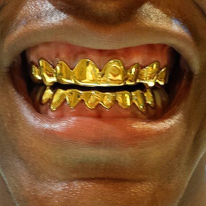 925 Sterling Silver w/ 18K Yellow Gold Plated Custom Real Handmade Grillz image 3