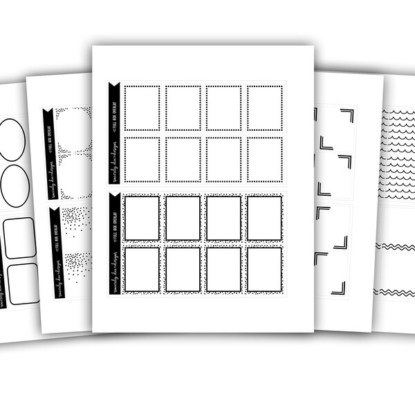 Full Box Overlay Printable Planner Stickers / Foil Ready / Functional / Erin Condren / Set #2