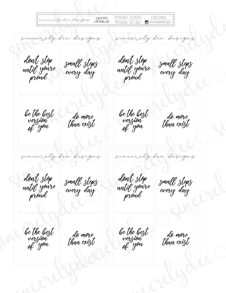 QUOTE BOX OVERLAY Printable Planner Stickers / 1 / Foil Ready Etsy