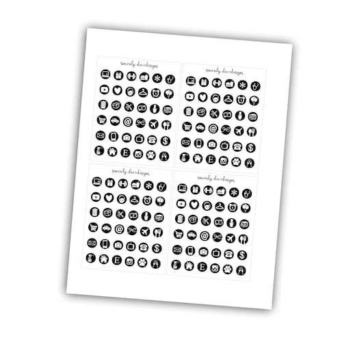 Icon Printable Planner Stickers / Foil Ready / Functional - Etsy