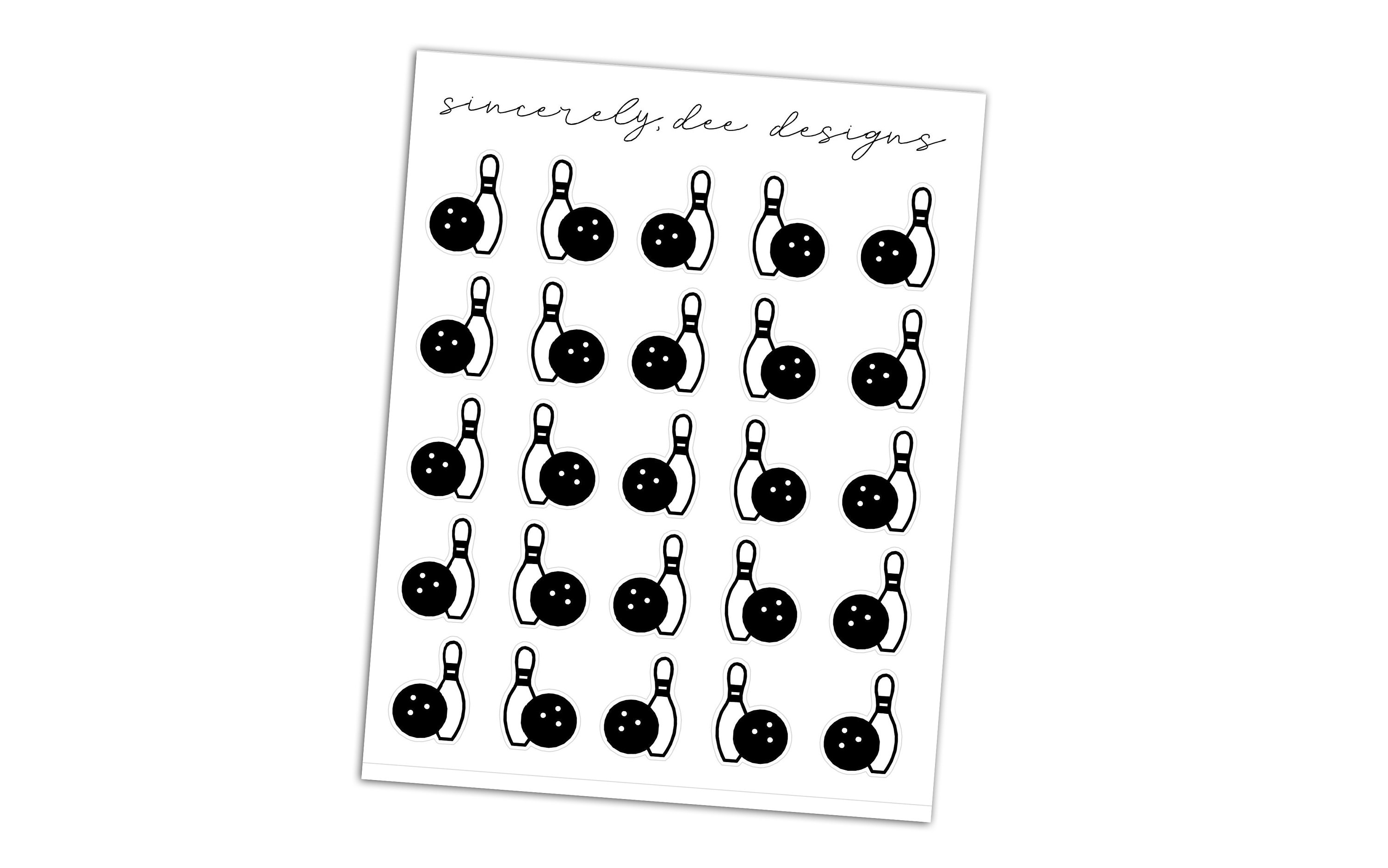 BOWLING ICON Printable Planner Stickers Foil Ready Etsy