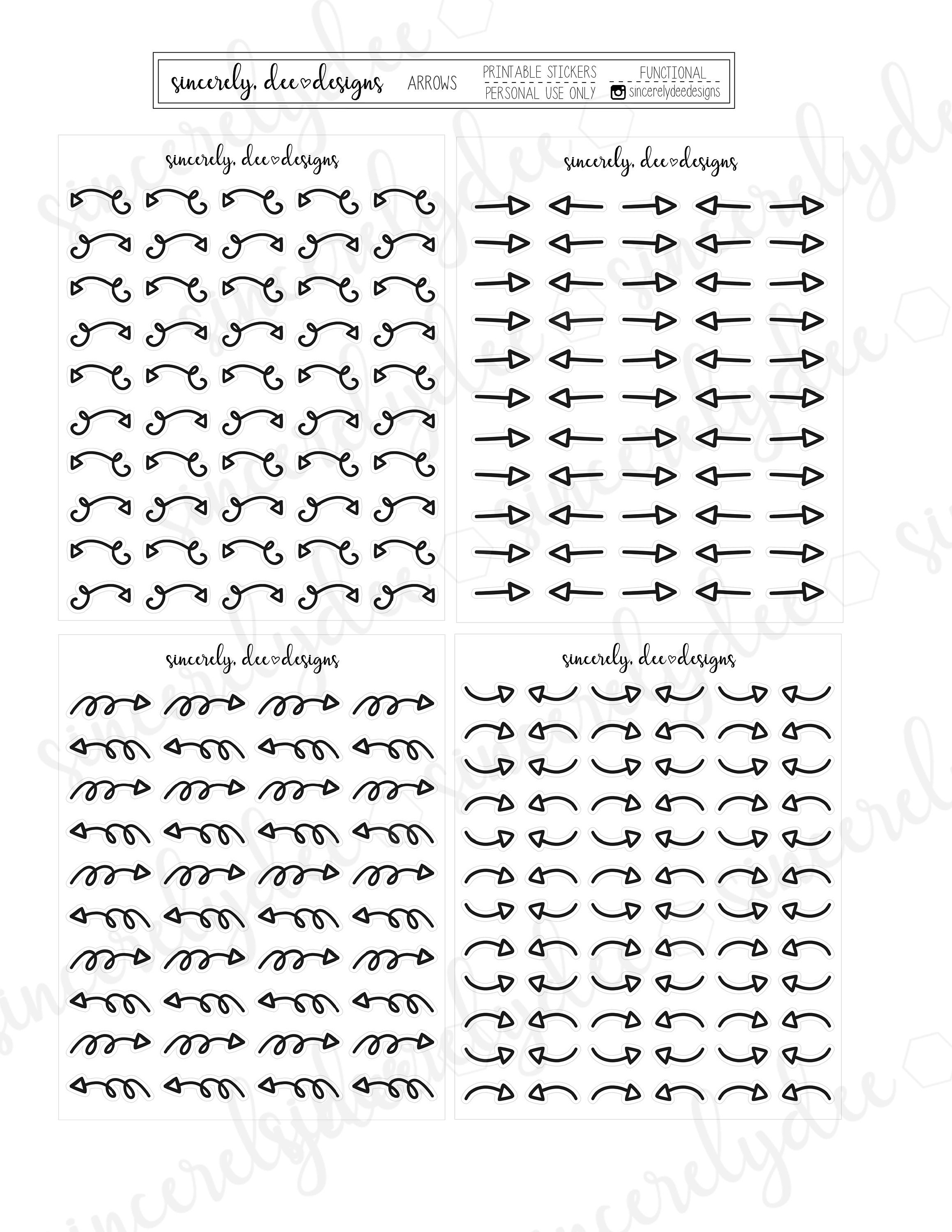 HAND DRAWN ARROWS Printable Planner Stickers / Foil Ready - Etsy