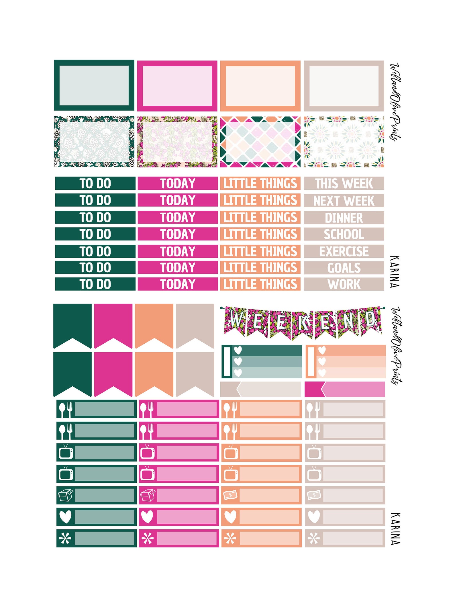 Printable Planner Sticker Kit / KARINA / Weekly Kit / Erin - Etsy