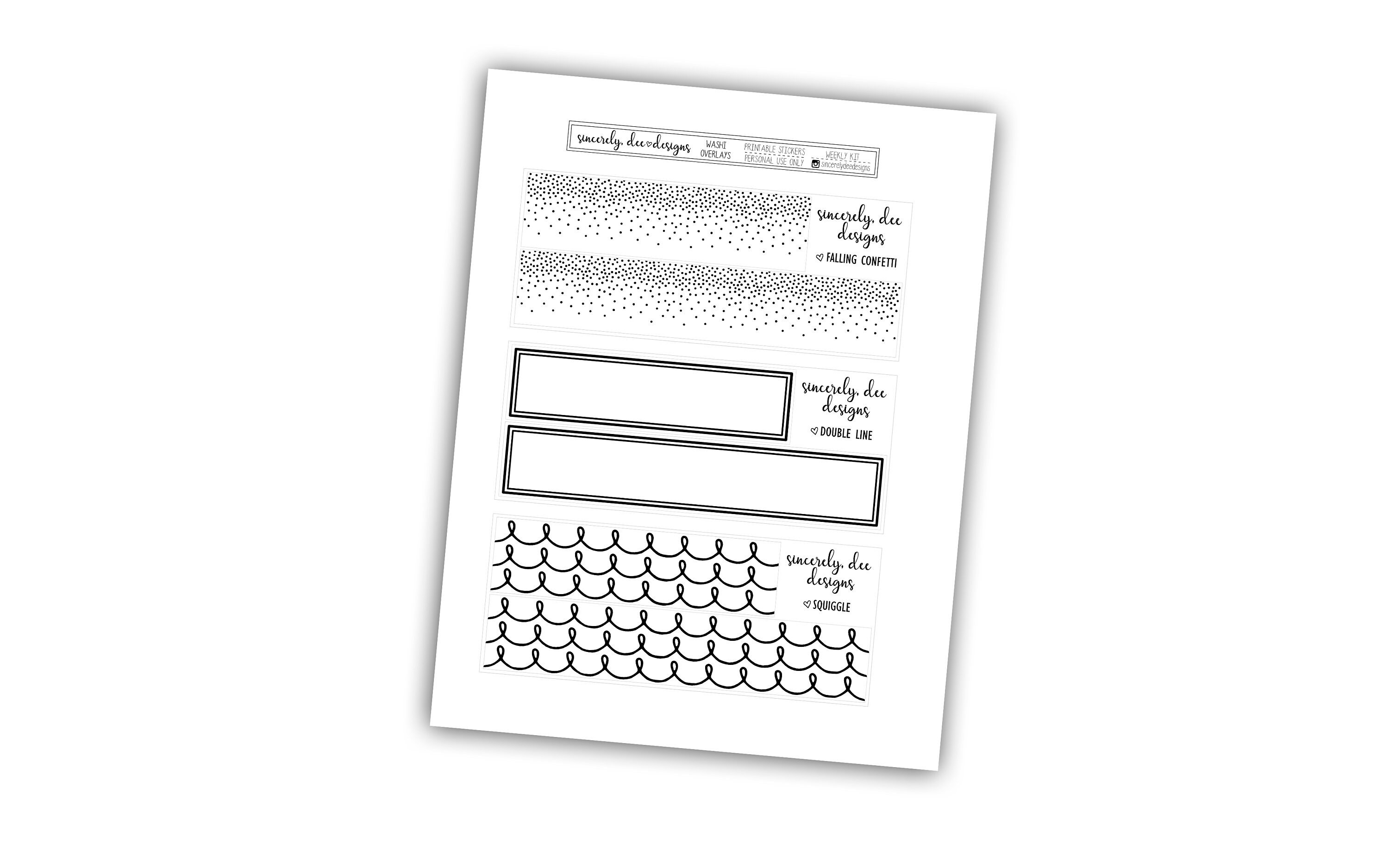 WASHI OVERLAY Printable Planner Stickers / Foil Ready / Erin - Etsy