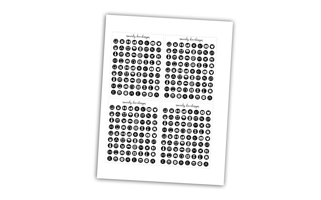 MINI CIRCLE ICON Printable Planner Stickers / Foil Ready / - Etsy