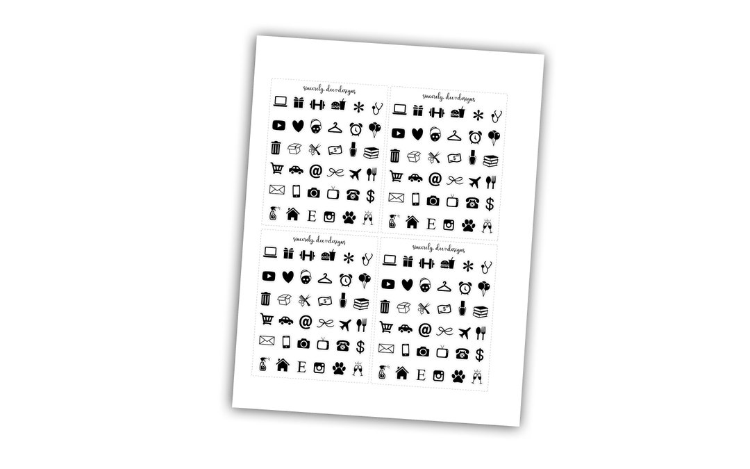 Icon Printable Planner Stickers / Foil Ready / Functional - Etsy